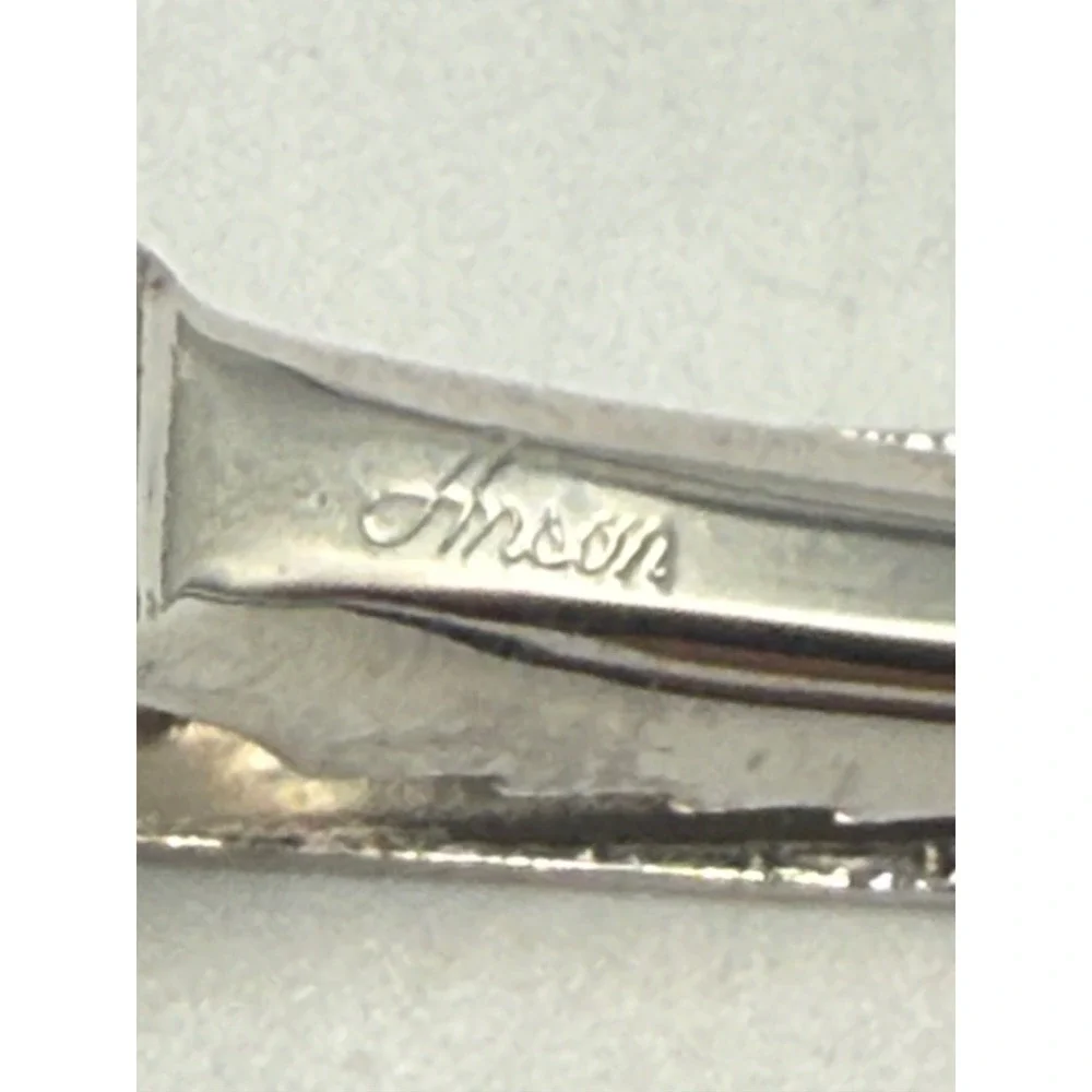 Vintage Anson Silver Tone Textured Bark Pattern Alligator Tie Clip 2 Inch